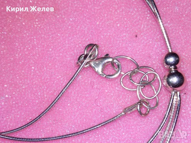 ИТАЛИАНСКО НЕЖНО СРЕБЪРНО КОЛИЕ СРЕБРО 925 с БЯЛА ПОЗЛАТА 43231, снимка 7 - Колиета, медальони, синджири - 44394080