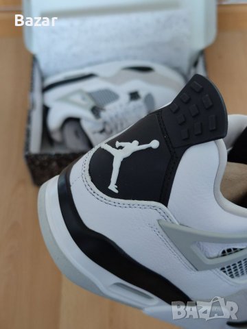 Nike Air Jordan 4 Retro Military Black Бели Черни Мъжки Обувки Кецове Маратонки Нови Оригинални 43, снимка 8 - Кецове - 39416808