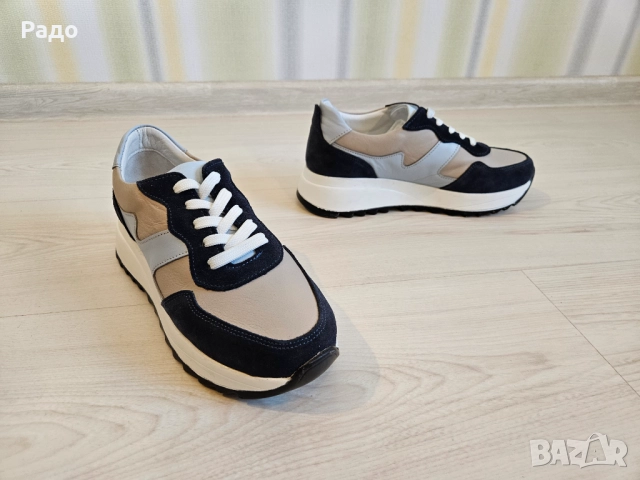 Нови дамски маратонки обувки от велур и кожа № 37 сникърси цветни сини бели бежови боти ботуши, снимка 2 - Маратонки - 52945096