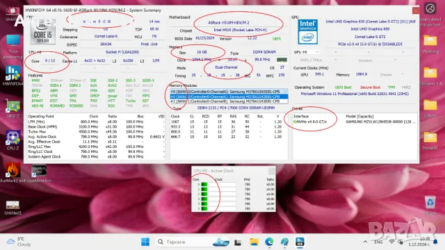 Комплект H510 ASRock H510M-HDV/M.2 + I5-10500 3100MHz 4500MHz(turbo) L2-1.5MB L3-12MB Socket 1200, снимка 12 - Дънни платки - 48173120