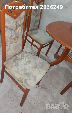 Комплект масивна разтегателна маса с 6 стола, снимка 2 - Маси - 52948504