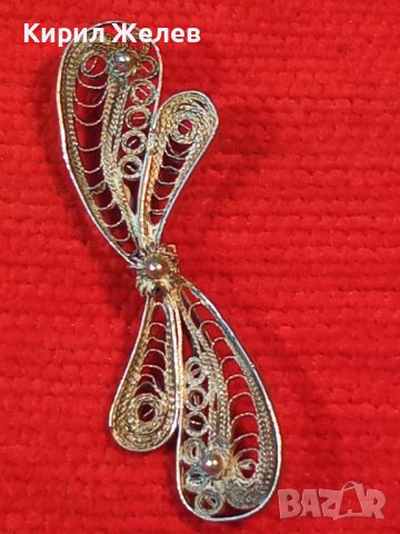 СТАРИННА ФИЛИГРАН СРЕБЪРНА БРОШКА ВИСОКА 950 ПРОБА СРЕБРО с ГРАНУЛАЦИЯ 3633, снимка 9 - Антикварни и старинни предмети - 30330411