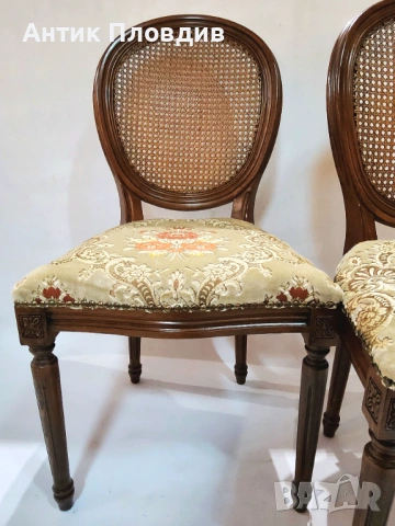 Чифт класически столове с ратанова облегалка, снимка 8 - Столове - 53440587