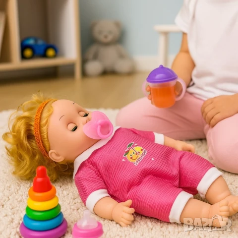 Кукла бебе с биберон – 25 см звук и забавление, снимка 3 - Кукли - 50949026