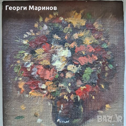 Картина, Ваза с цветя, маслени бои, Любомир Дойчев, 16 см Х 18 см, снимка 6 - Картини - 35861998