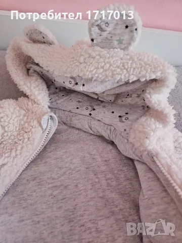 Мъхест гащеризон с ушички Primark / Мече космонавт, снимка 4 - Бебешки ескимоси - 48039661
