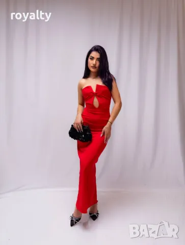 Стилна дамска червена рокля , снимка 3 - Рокли - 50374877