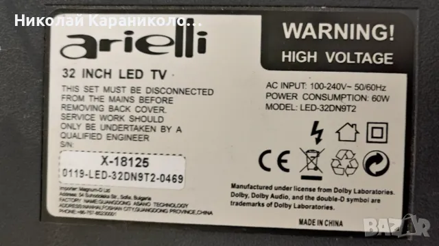 Продавам Power,Main-LDD.M3663.A48 от тв ARIELLI LED-32DN9T2, снимка 2 - Телевизори - 48456646