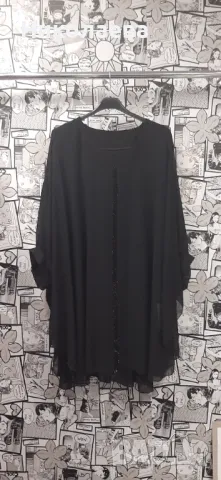 Ефирна Макси Туника от шифон в черно тип пончо!, снимка 1