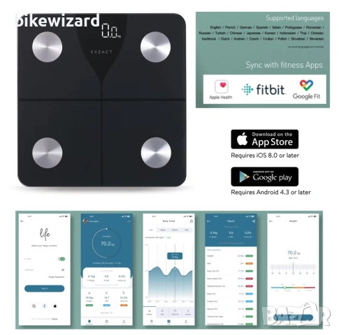 Анализ на телесните мазнини в дигитална везна за баня – 180 кг, снимка 2 - Други - 53639473