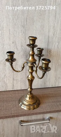 Стар свещник месинг, снимка 2 - Антикварни и старинни предмети - 56361298