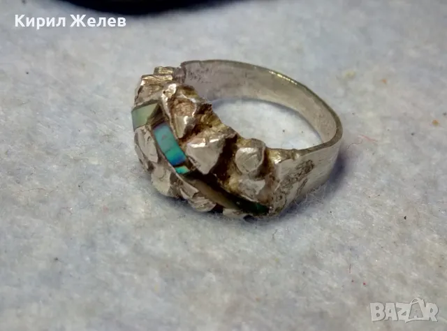 СТАР АРТ НУВО СТИЛ СРЕБЪРЕН ПРЪСТЕН СРЕБРО ВИСОКА ПРОБА ИНКРУСТИРАН РЪЧНО с КРАЛСКИ СЕДЕФ 41203, снимка 12 - Антикварни и старинни предмети - 50023756