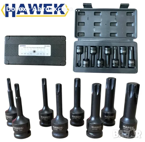 Ударни Torx битове Hawek 8 части 1/2″
