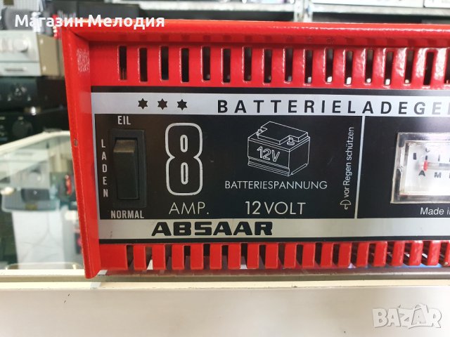 ЗАРЯДНО ЗА АКУМУЛАТОРИ ABSAAR 8А 12V В много добро състояние, като ново., снимка 3 - Аксесоари и консумативи - 42200100