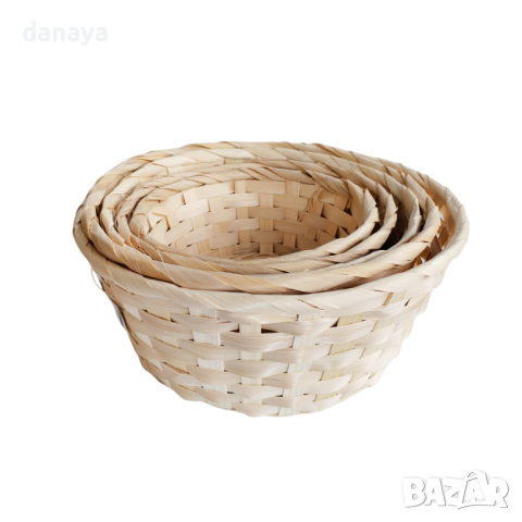 4539 Кръгли плетени панери комплект от 5 броя панери за хляб, снимка 6 - Прибори за хранене, готвене и сервиране - 44739631