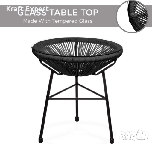 Дизайнерска маса Acapulco – метална конструкция и стъклен плот, снимка 6 - Градински мебели, декорация  - 53699386