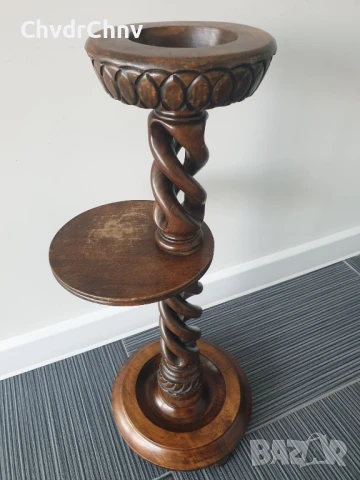 60см дърворезба/дървена масичка/малка маса-стойка-поставка-пиедестал