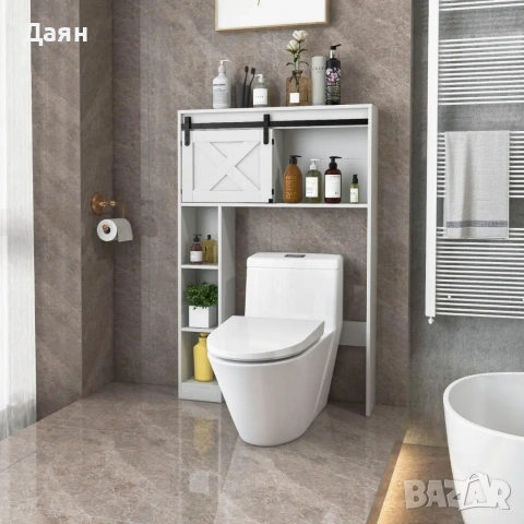 Шкаф за баня Costway над тоалетната с плъзгаща се врата и рафтове