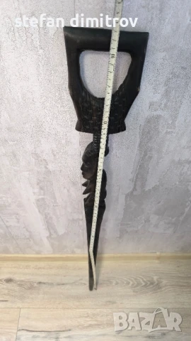 Африканска фигура от тиково дърво , снимка 4 - Антикварни и старинни предмети - 51158034