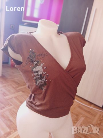 Блузка в кафяв цвят, снимка 2 - Тениски - 41360845