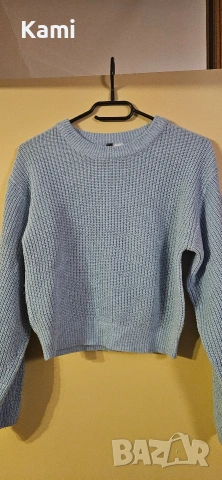 Светло син пуловер HM, XS размер, снимка 3 - Блузи с дълъг ръкав и пуловери - 51945470