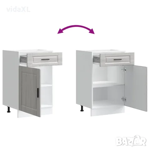 vidaXL Кухненски шкаф Porto, сив сонома, инженерно дърво, снимка 9 - Шкафове - 56148254