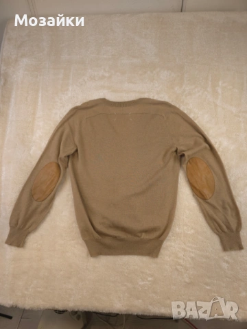 Maison Margiela луксозна вълнена жилетка с кожени кръпки размер L употребявана, снимка 11 - Суичъри - 53596421