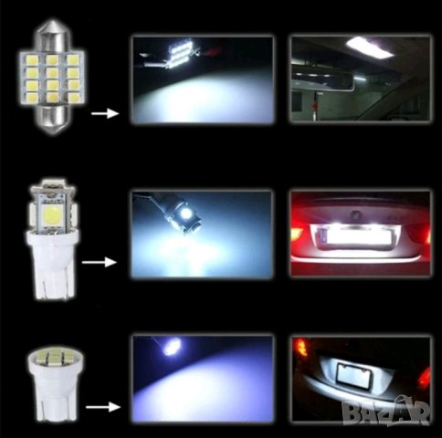 Лед интериорни крушки за осветление на кола, снимка 2 - Аксесоари и консумативи - 42109872