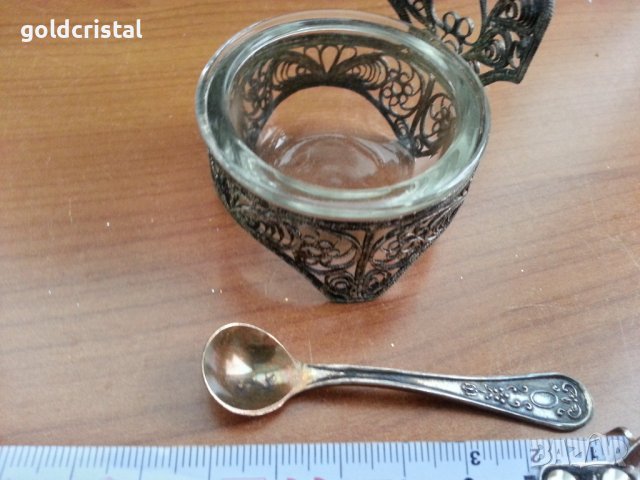 Стара руска солничка солница  филигран , снимка 9 - Антикварни и старинни предмети - 38738780