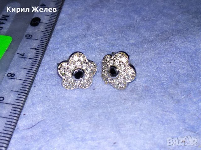 ФЛОРАЛНИ ПОСРЕБРЕНИ КРИСТАЛНИ ОБЕЦИ от БЛАГОРОДНА СТОМАНА Едната ЗАКОПЧАЛКА е СРЕБЪРНА! 37073
