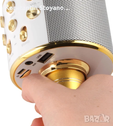 Комплект от 2 безжични златисти караоке микрофона Intempo, снимка 3 - Музикални играчки - 50885584