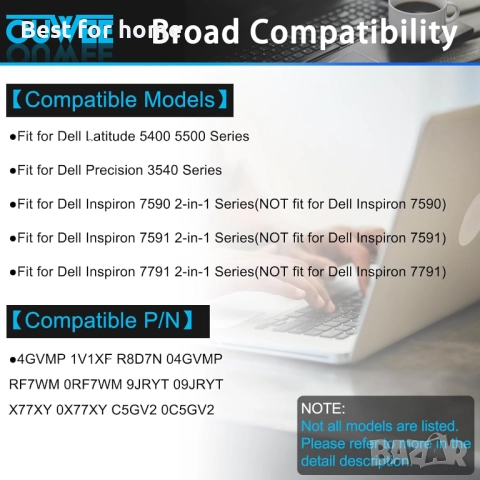 Батерия за лаптоп 4GVMP, съвместима с Dell Latitude 5, снимка 3 - Батерии за лаптопи - 52706616
