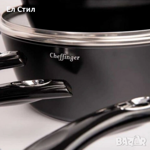 Комплект съдове за готвене Cheffinger от лят алуминий с мраморно покритие – 10 части, снимка 4 - Съдове за готвене - 53573403