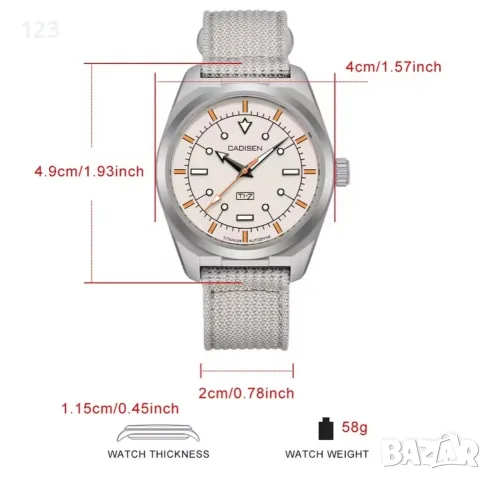 Cadisen Automatic Watch Titanium Sapphire, снимка 4 - Мъжки - 55941077
