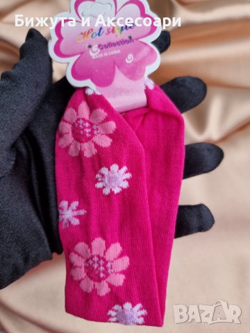 Бебешка цикламена лента за глава с щампа на розови и бели цветя , снимка 4 - Други - 39299380