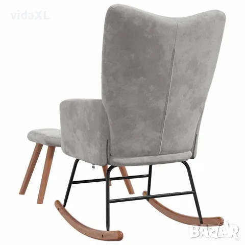 vidaXL Люлеещ се стол с табуретка, светлосив, кадифе, снимка 9 - Столове - 56146944