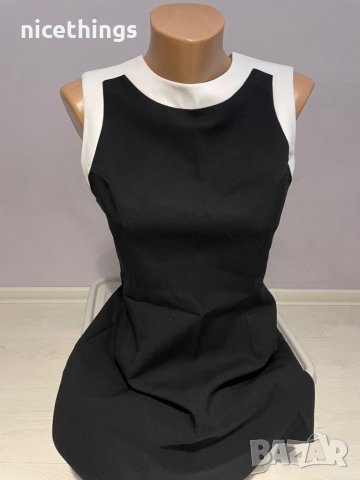 Рокля черно с бял кант, снимка 2 - Рокли - 36010596