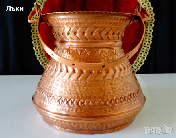 Медно менче,медно котле,2 л.,кована чиста мед., снимка 9 - Антикварни и старинни предмети - 52859499