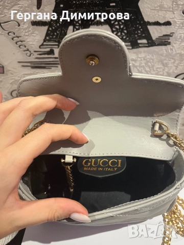 Сива Чанта Gucci , снимка 3 - Чанти - 52742123