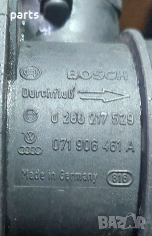 Дебитомер VW Пасат 5 - Голф 4 - Ауди А3 8L - A4 B5 - Сеат Леон - Толедо - 0280217529 - 071906461A N, снимка 4 - Части - 44566649