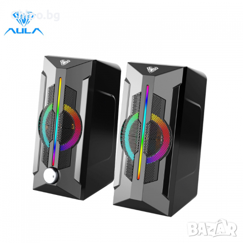 Тонколони Aula N-522, 2x3W, USB, RGB, Черен, снимка 1 - Тонколони - 36119079