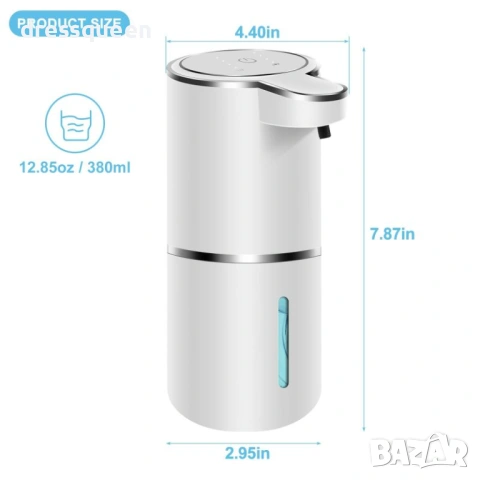 4625 Автоматичен дозатор за пяна с инфрачервен сензор и USB зареждане – Бързо разпенване, снимка 6 - Други стоки за дома - 53822254