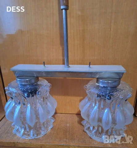 Винтидж полилей 70-те - 2x Ice Glass абажура - 45€, снимка 2 - Полилеи - 56129833