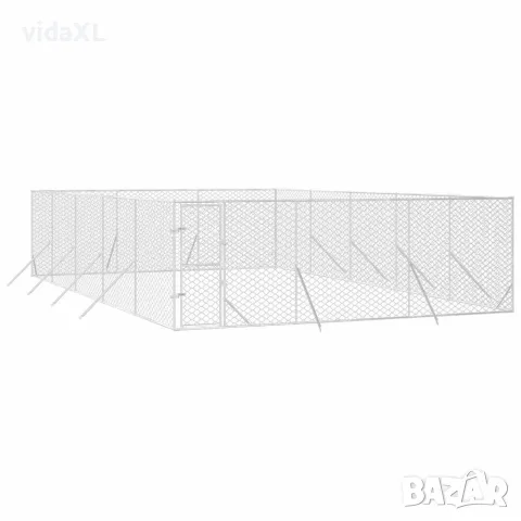 vidaXL Външна клетка за куче сребриста 6x10x2 м поцинкована стомана, снимка 3 - За кучета - 56146867