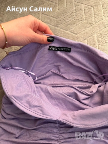 ZARA  рокля без презрамки – пастелно лилава, снимка 4 - Рокли - 53576987