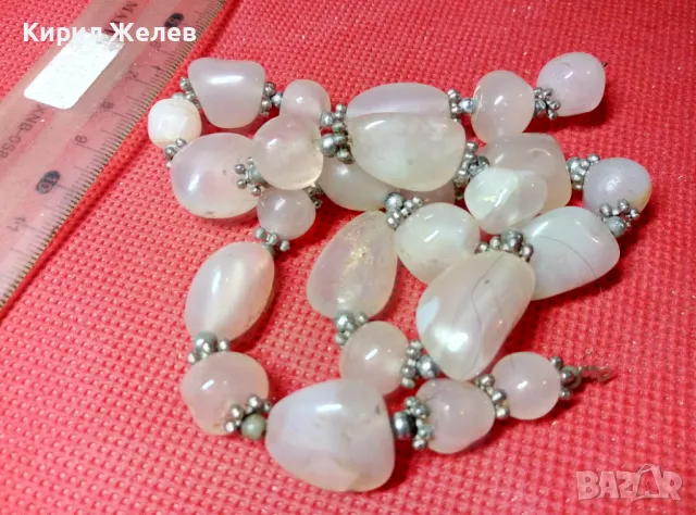 РЕТРО АРТ ГЕРДАН от НАТУРАЛНИ КАМЪЧЕТА МЛЕЧЕН КВАРЦ с НУЖДА от ЗАКОПЧАЛКА 47332, снимка 2 - Колиета, медальони, синджири - 47285612