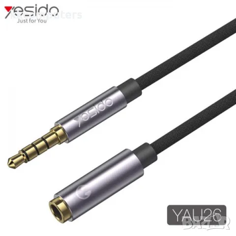 Аудио адаптер Yesido YAU26 / 3.5mm - 3.5mm / Черен / Баркод : 2403485, снимка 1 - Резервни части за телефони - 47580297