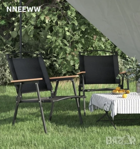 Къмпинг стол/сгъваем от плат черен, снимка 4 - Къмпинг мебели - 50555752