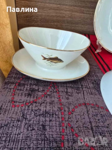 Порцеланов комплект плато, купа и сосиера , снимка 5 - Чинии - 51772321