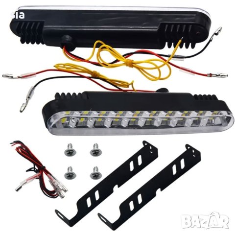 Халоген диоден, 2 БР, 190 х 40 х 25мм., светлини с мигач, Дневни светлини